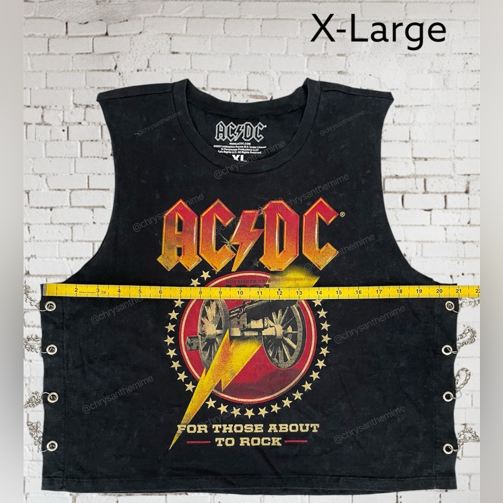 NEW AC/DC WASHED TEE WITH SIDE CHAIN - Picture 11 of 11